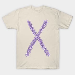 Lavender Letter X Hand Drawn in Watercolor and Ink T-Shirt